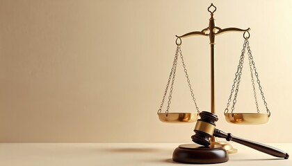 Conceptual image features gavel with scales. Justice, law, legal system, judicial process. Perfect background for topics like court, judge, lawyer, judgment, crime, punishment, business, government,