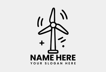 Wind power symbol depicting a spinning wind turbine generating clean energy. Renewable energy concept