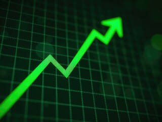 Obraz premium Green Upward Trend Graph with Bokeh