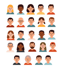 Set of Avatar Icons Flat Style Cute Profile picture Image user profile