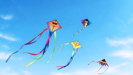 Colorful Kites Dancing in the Sky A Stunning View of Kite Flying