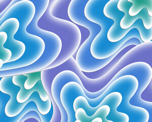 Obraz premium Fluid 3D background with layered blue, violet, and turquoise shapes in a flowing, soft abstract style.
