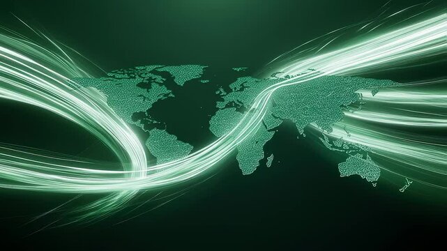 Futuristic world map background with soft white and green color