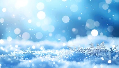 Winter scene with snow and snowflakes