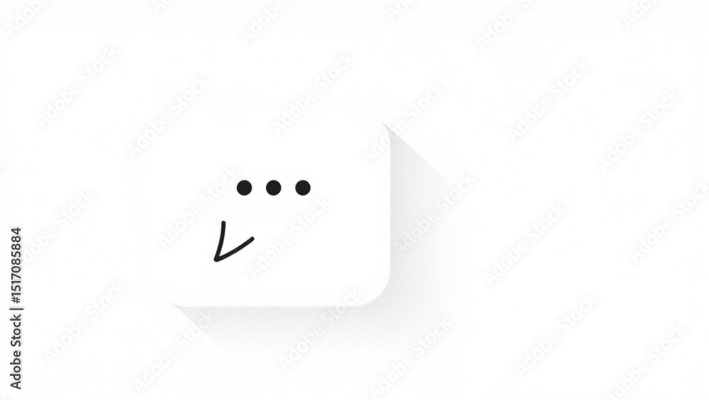 Aufkleber white square with rounded corner displaying three dots and a checkmark on a plain white background c