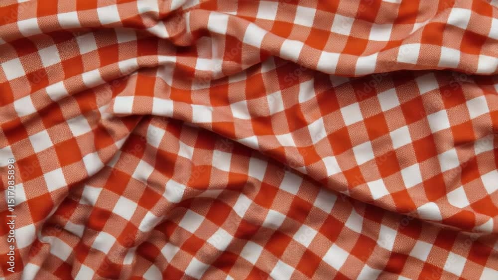 Poster orange and white gingham fabric texture with wavy patterns for creative background and design projec