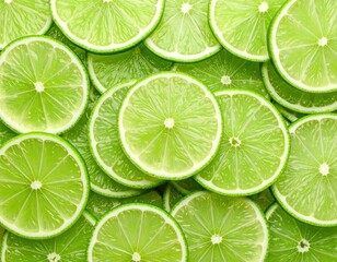 Fototapeta premium Fresh lime slices arranged densely