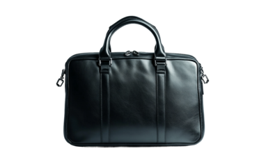 Modern minimalist leather briefcase designed for organized work essentials and daily commute isolated on transparent background PNG