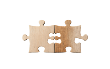Minimalist marketing puzzle pieces fitting together symbolizing teamwork and strategy isolated on transparent background PNG