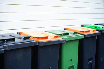 Waste Sorting and Recycling Bins..Recycling and separate waste collection concept.