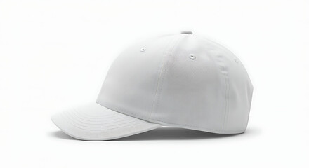 Fototapeta premium Classic cap in clean white, perfect for apparel branding or embroidery preview.