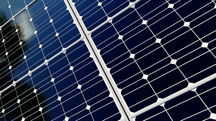 Close view of a modern solar panel during. Close-up of Solar cell farm power plant eco technology. Landscape of solar cell panels in a photovoltaic power plant.concept of sustainable resources 