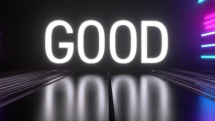 Neon Lightscape: Positive Vibes in a Glowing Corridor - Powered by Adobe