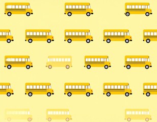 Yellow school bus pattern on a pale yellow background
