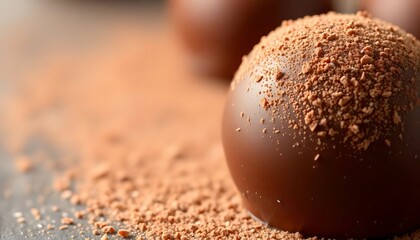 close up of a chocolate ball on a table