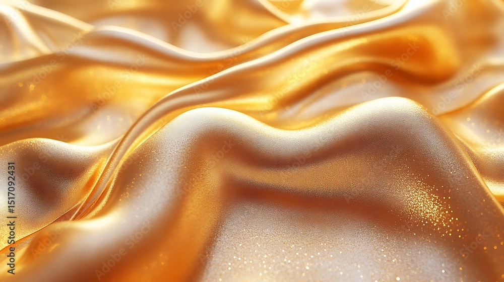 Poster abstract golden waves with shimmering light and sparkles, creating a luxurious and elegant feel