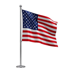 Fototapeta premium An American flag on a white or transparent background. 4th July, 4th of July, Independence Day of America