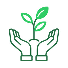 Ilustração vetorial em PNG de um broto verde nas mãos — ícone símbolo do cuidado com o meio ambiente, Dia Mundial do Meio Ambiente