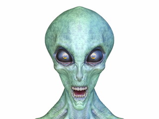 男性エイリアンの顔　3DCGレンダリング
