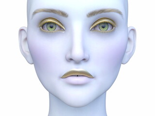 女性の顔アップ　3DCGレンダリング