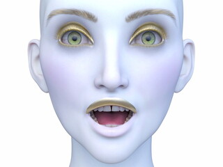 女性の顔アップ　3DCGレンダリング
