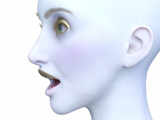 女性の顔アップ　3DCGレンダリング