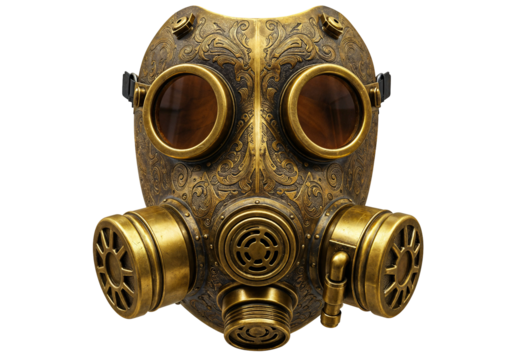 Intricate steampunk gas mask design