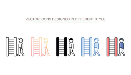 Walking under ladder icon design with white background stock illustration