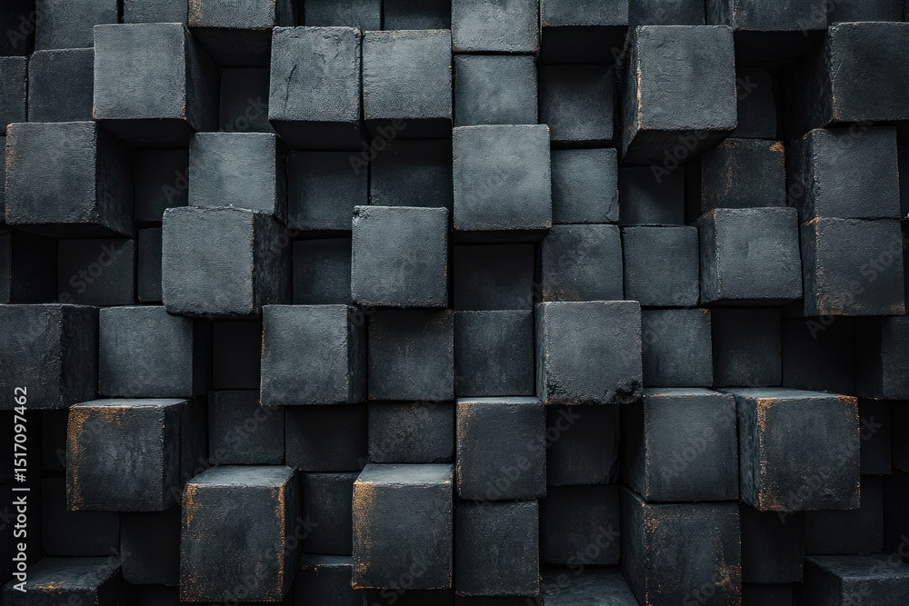 Aufkleber abstract dark cube arrangement on a textured surface for background or art design