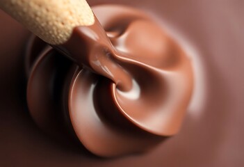 close up of a spoon with chocolate on it