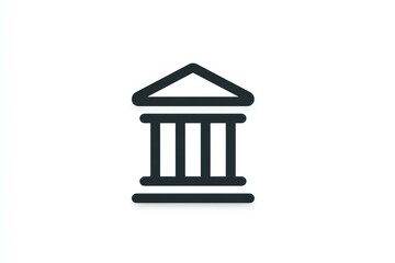 Black and white icon of a classical building with columns and triangle roof