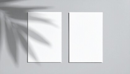 2 vertical sheets of textured white paper on soft gray table background.