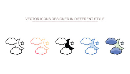 Moon night icon design with white background stock illustration