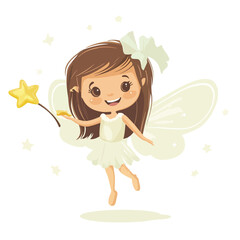 Charming Tooth Fairy Cartoon Vector Illustration for Children's Book Illustrations and Fairy Tale Designs
