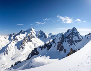 Fototapeta premium Snowy Mountain Peaks – Majestic Alpine Panorama 