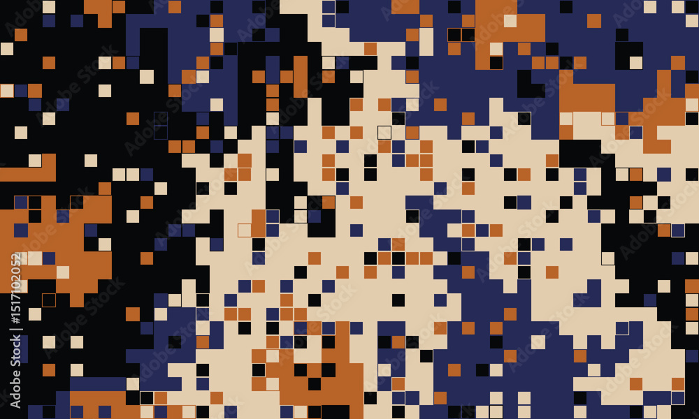Poster abstract pixelated pattern in muted earth tones and navy. ideal for website backgrounds, digital art