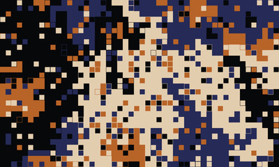 Fototapeta premium Abstract pixelated pattern in muted earth tones and navy. Ideal for website backgrounds, digital art, tech designs, and modern textiles.