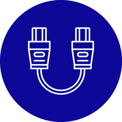 Ethernet Vector Line Blue Circle Icon Design