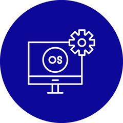 Operating System Vector Line Blue Circle Icon Design