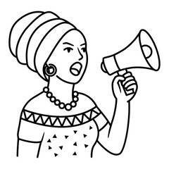 African women's activist icon. An icon about women fighting for their rights