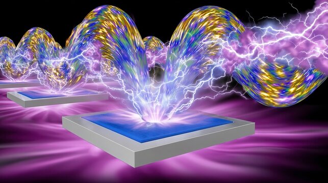 Abstract Quantum Computing: Futuristic Technology with Lightning and Wave Energy