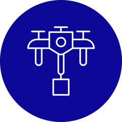 Drone Delivery Vector Line Black Circle Icon Design