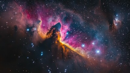 Celestial Landscape of Stars and Nebulae in Deep Space