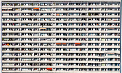 skyline of Berlin with view to apartment building in socialistic GDR style