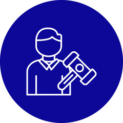 Judge  Vector Line Blue Circle Icon Design