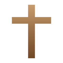 Wooden brown christian cross isolated on a white background. A symbol of the love of Jesus. God vector illustration. Catholic symbol flat vector brown cross. Christian cross symbol icon.