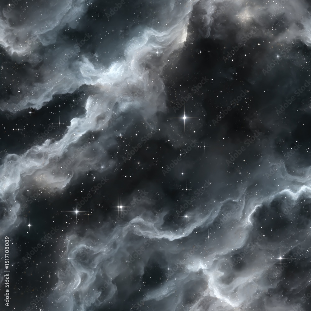 Aufkleber seamless texture this night sky features a blend of dark hues and wispy clouds, illuminated by shimm