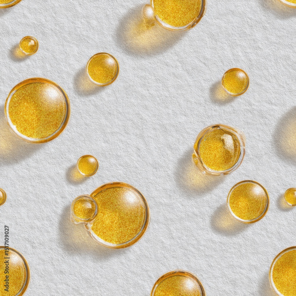 Poster seamless texture this features a array of transparent oil bubbles in various sizes, casting soft sha