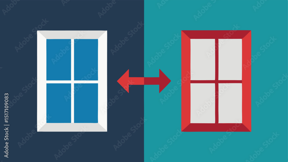 Poster before and after comparison a doublepanel illustration showing the same window in two states one ful