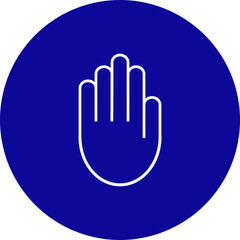 Obraz premium Hand Stop Gesture Vector Line Blue Circle Icon Design